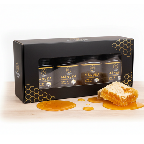 Mānuka Honey MGO 83+ 4-Pack Set – Canterbury Honey Mānuka Honey MGO 83+ 4-Pack Set – Canterbury Honey